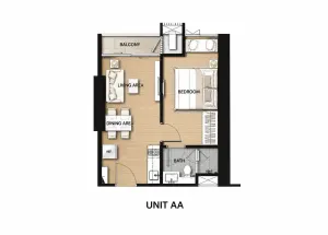 แปลนการจัดพื้นที่ UNIT AA โครงการ Whizdom Essence